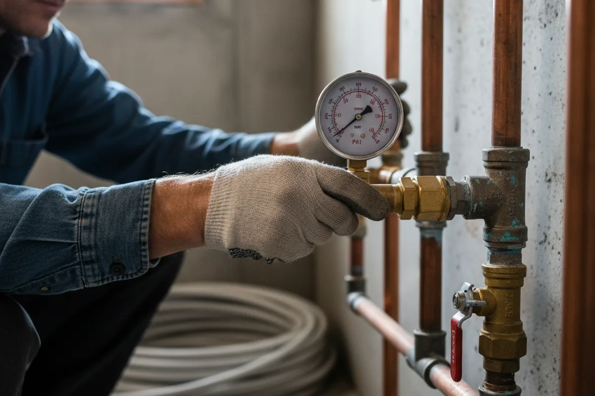 Pressure testing a repaired line during Water Line Repair in Sand Lake